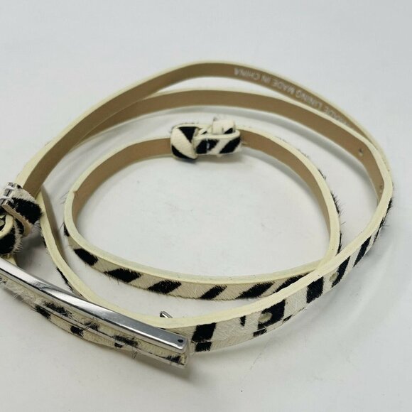 Express Womens Size M/L Adjustable Waist Belt with Hook Closure Dyed Calf Hair - Picture 2 of 6